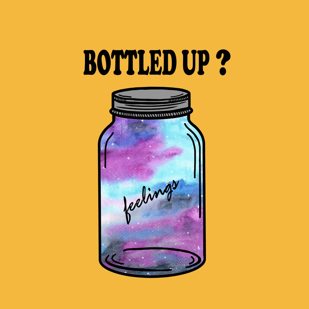Bottled up feelings watercolor illustration background