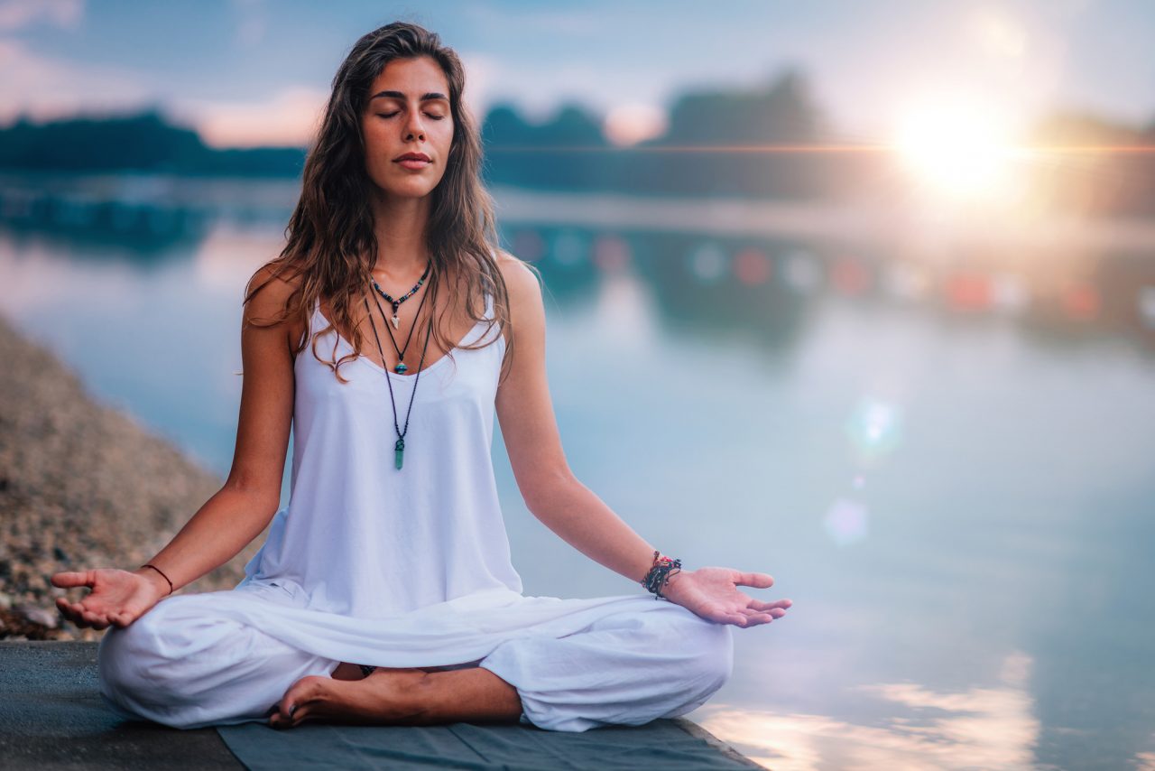Mindfulness and Meditation. Yoga Woman Detail
