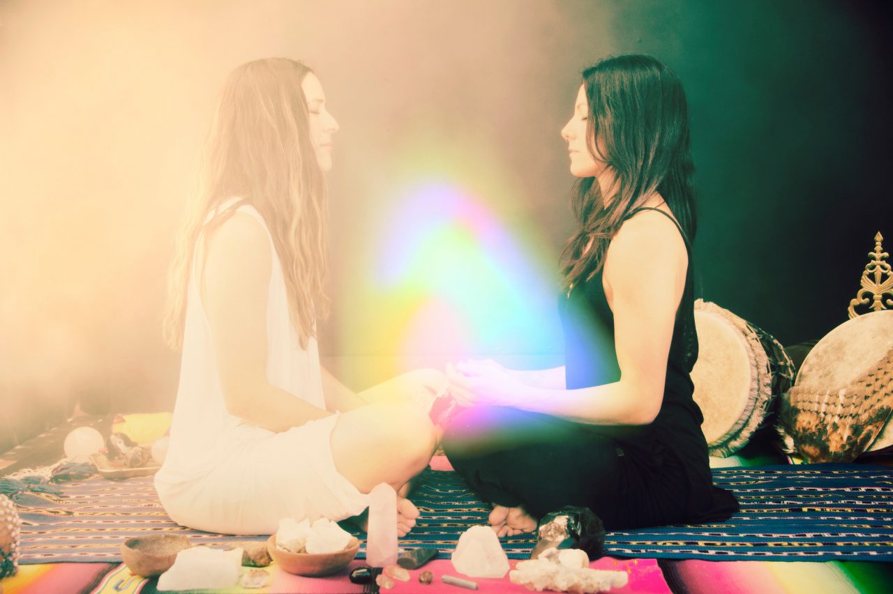 Shamanic Healers in rainbow aura energy field